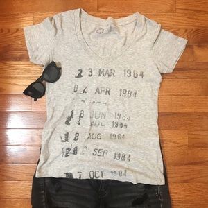 Gray V-Neck Library Stamp Tee